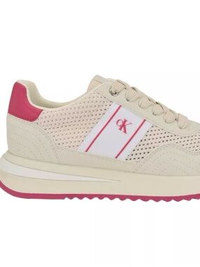 Calvin Klein Cream and Pink Mesh Low-Top Sneaker